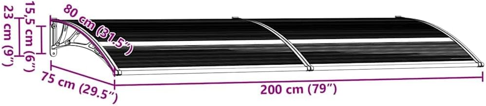 auvent de porte exterieur 200x75cm