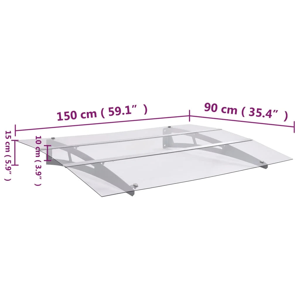 auvent de porte avec paroi 150x90cm