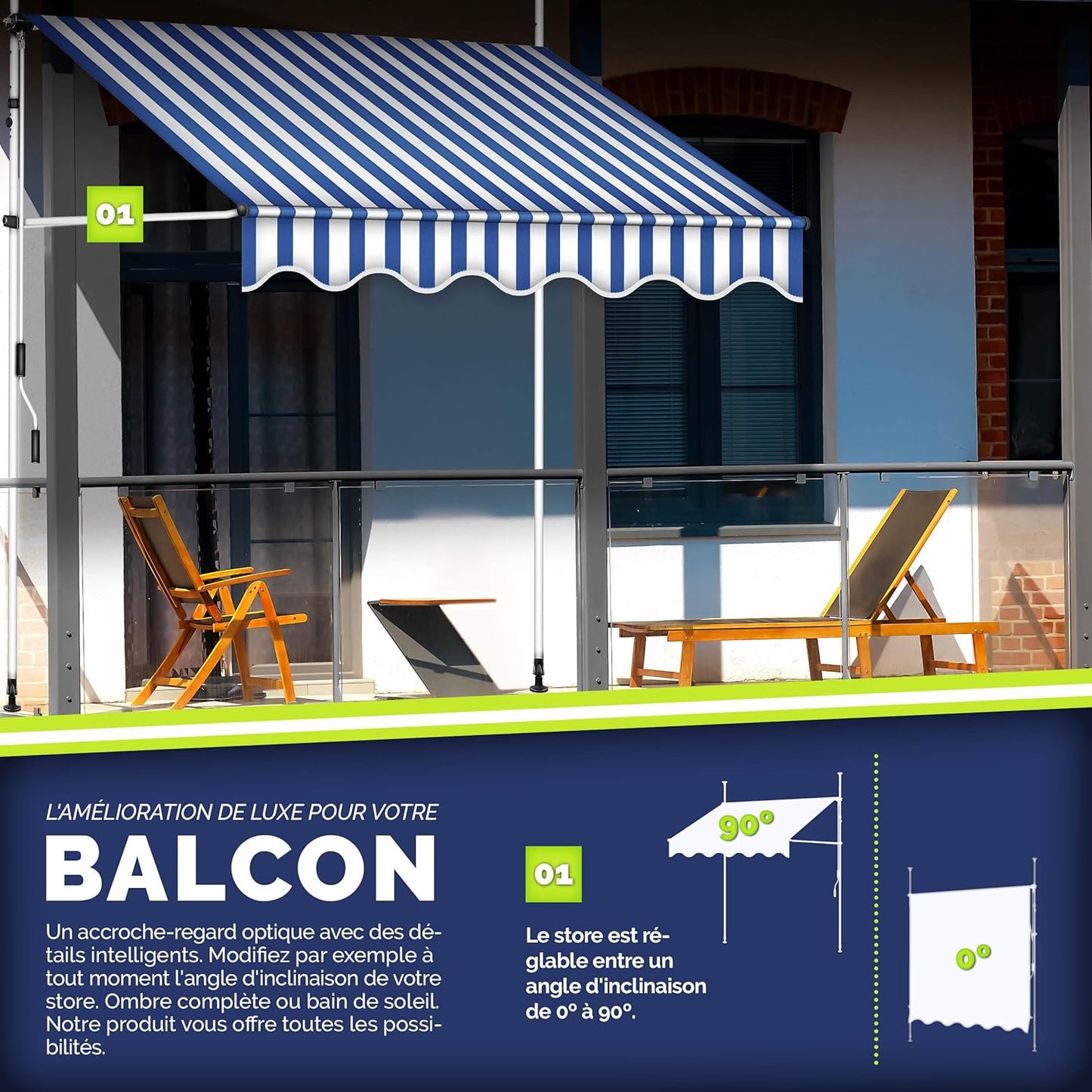 auvents terrasse 200x120cm