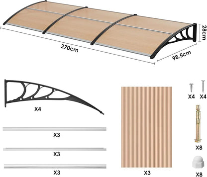 auvent de porte grande largeur 270x100cm