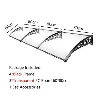 marquise de porte en aluminium 240x60cm